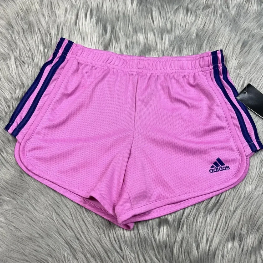 Adidas Girls Around The Block Mesh Shorts Pink Size Medium 10/12